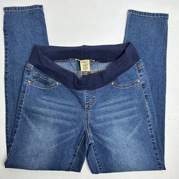 Hybrid & Company | Medium Wash Distressed Fade Maternity Jeans | Size M - Picture 3 of 8